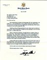Senator George Allen Letter, 18 July 2005